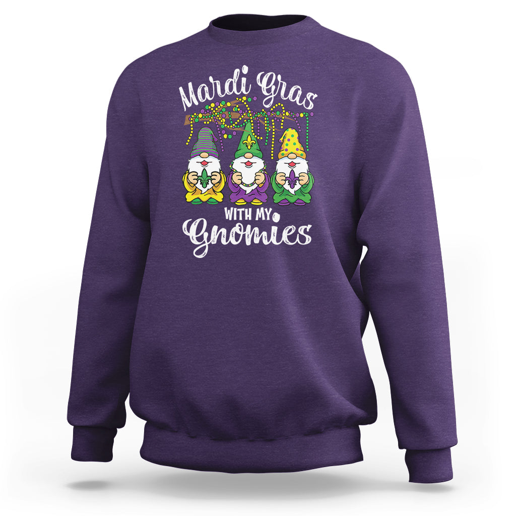 Mardi Gras With My Gnomies Funny Gnomes Squad Sweatshirt - Wonder Print Shop