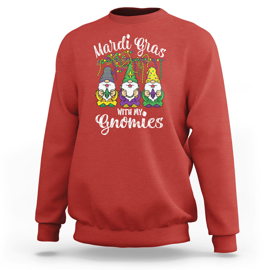 Mardi Gras With My Gnomies Funny Gnomes Squad Sweatshirt - Wonder Print Shop