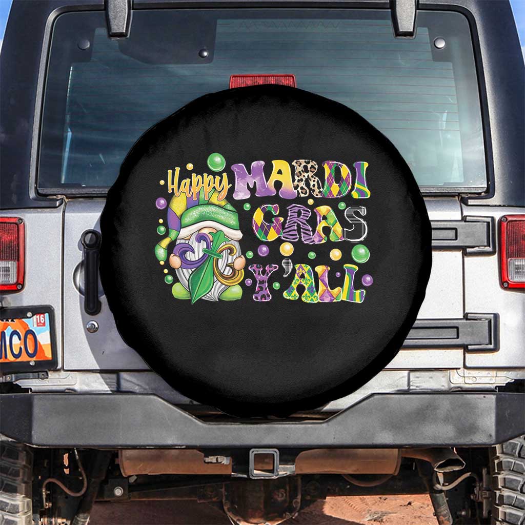 Happy Mardi Gras Y'all Cute Gnome Fat Tuesday Spare Tire Cover