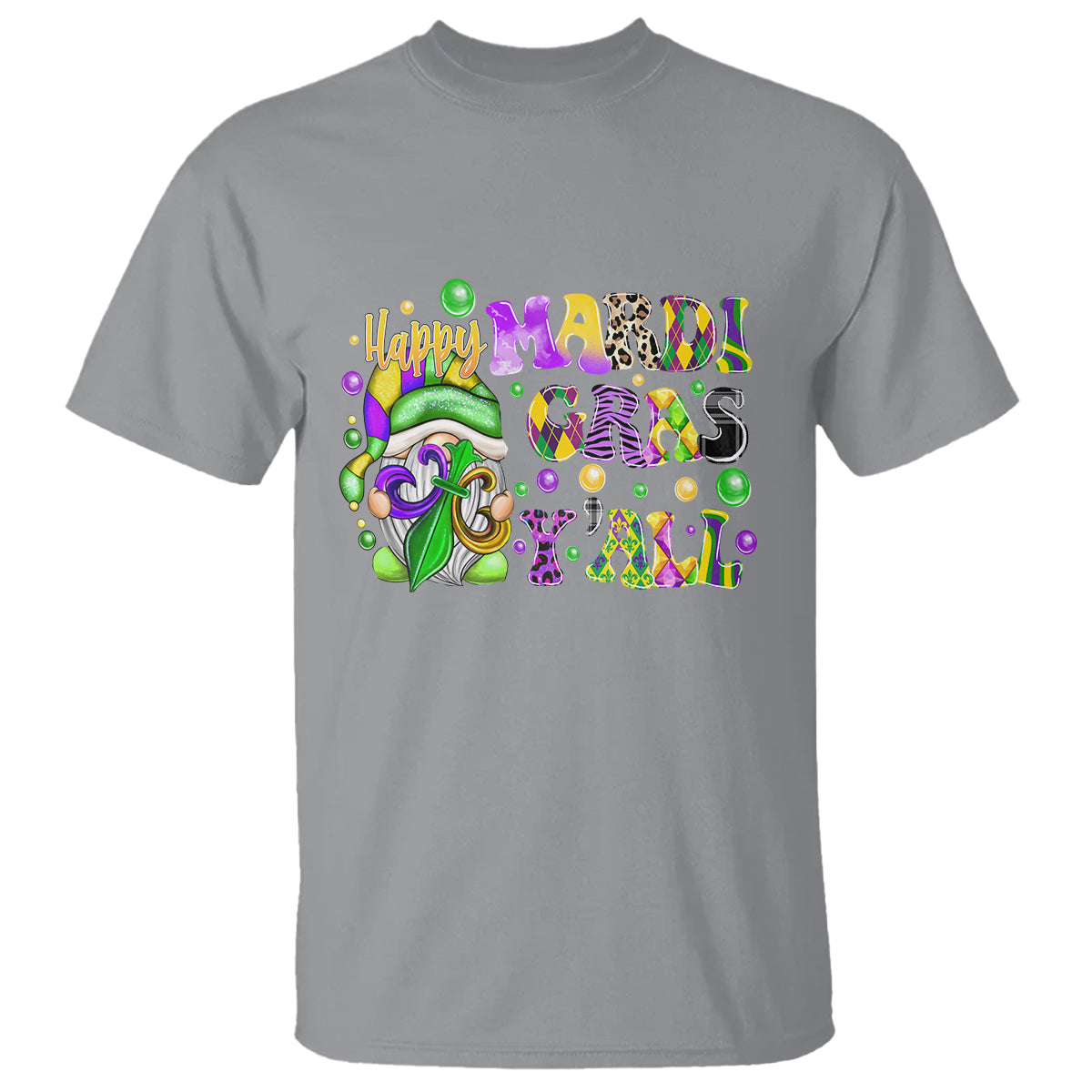 Happy Mardi Gras Y'all Cute Gnome Fat Tuesday T Shirt - Wonder Print Shop