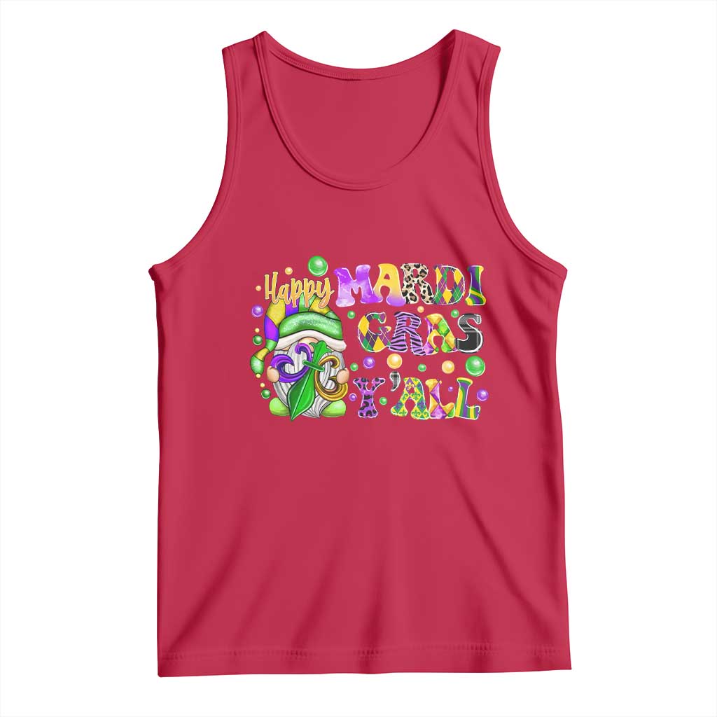 Happy Mardi Gras Y'all Cute Gnome Fat Tuesday Tank Top