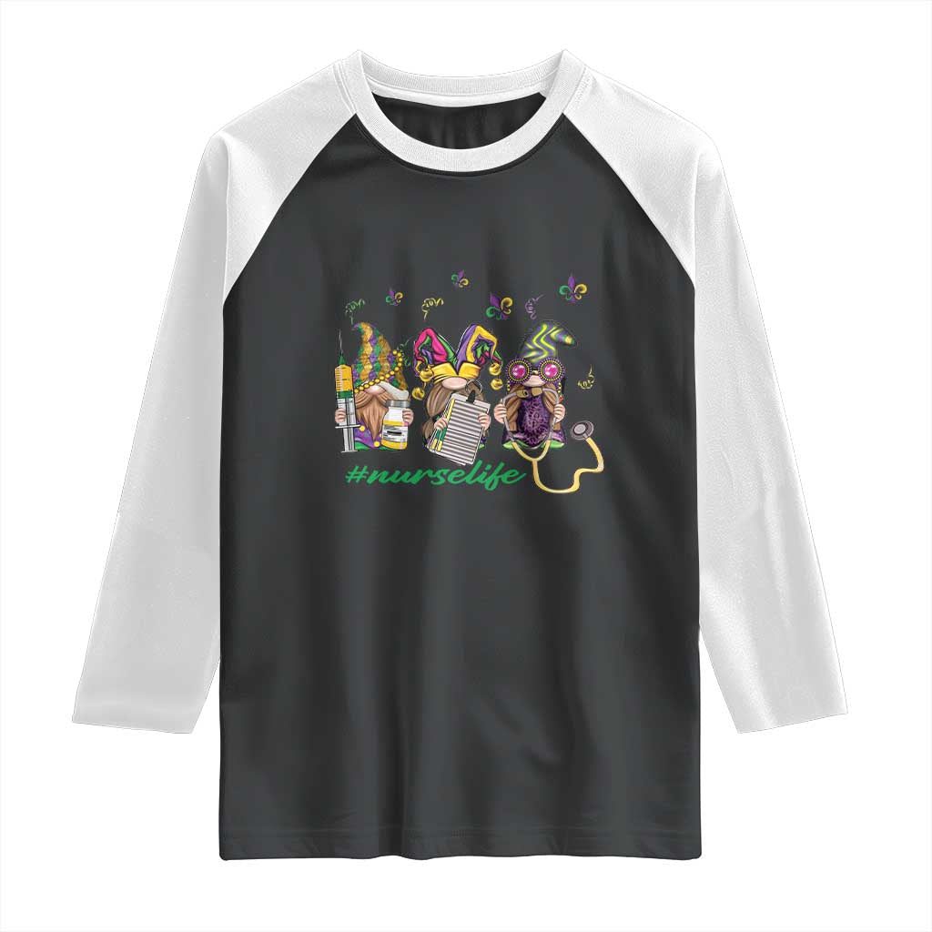 Mardi Gras Raglan Shirt Jester Gnomes Nurse RN ICU NICU ER Scrub