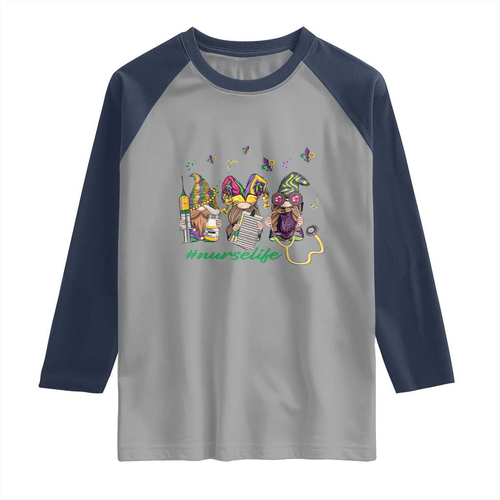 Mardi Gras Raglan Shirt Jester Gnomes Nurse RN ICU NICU ER Scrub