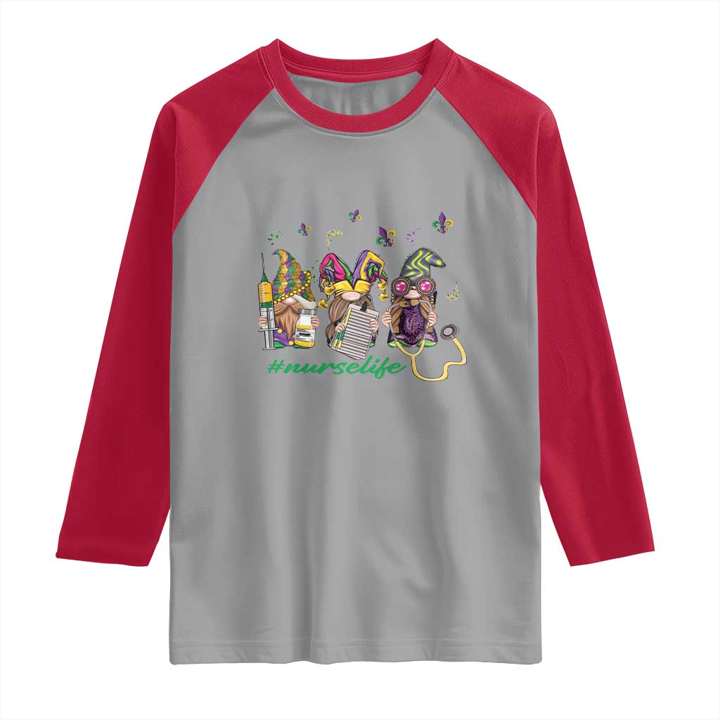 Mardi Gras Raglan Shirt Jester Gnomes Nurse RN ICU NICU ER Scrub