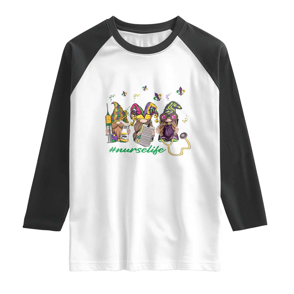 Mardi Gras Raglan Shirt Jester Gnomes Nurse RN ICU NICU ER Scrub