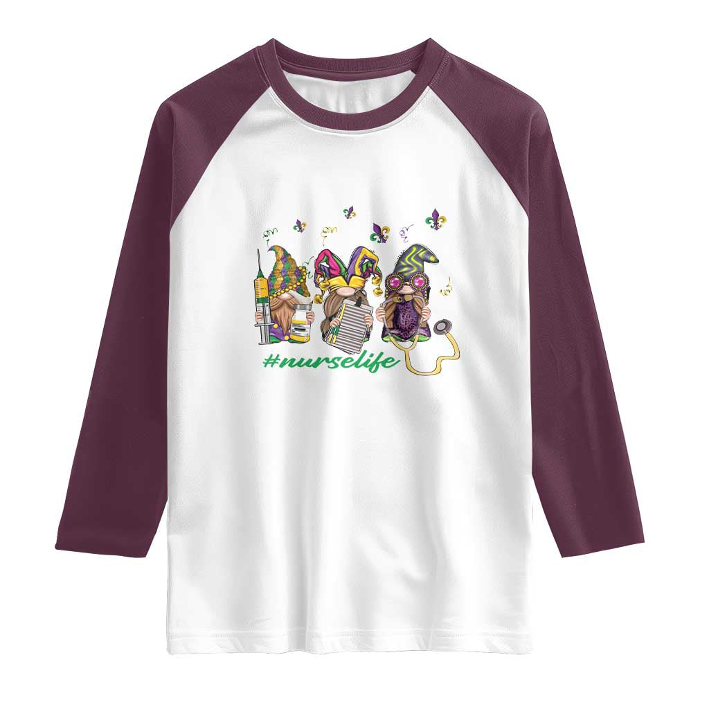 Mardi Gras Raglan Shirt Jester Gnomes Nurse RN ICU NICU ER Scrub