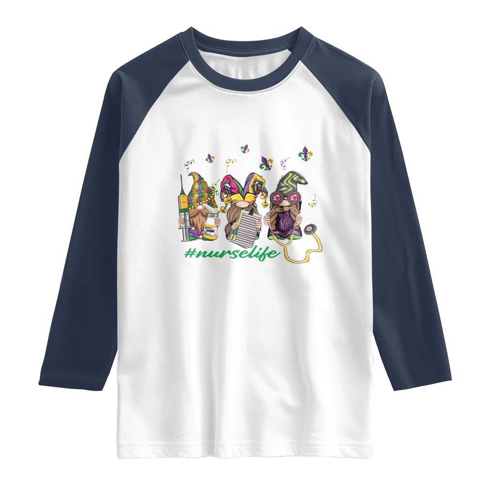 Mardi Gras Raglan Shirt Jester Gnomes Nurse RN ICU NICU ER Scrub