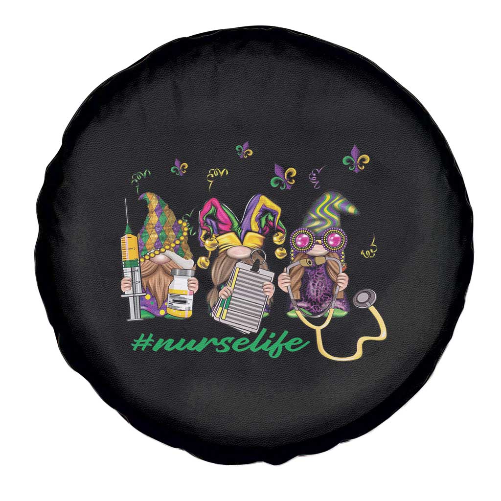 Mardi Gras Spare Tire Cover Jester Gnomes Nurse RN ICU NICU ER Scrub