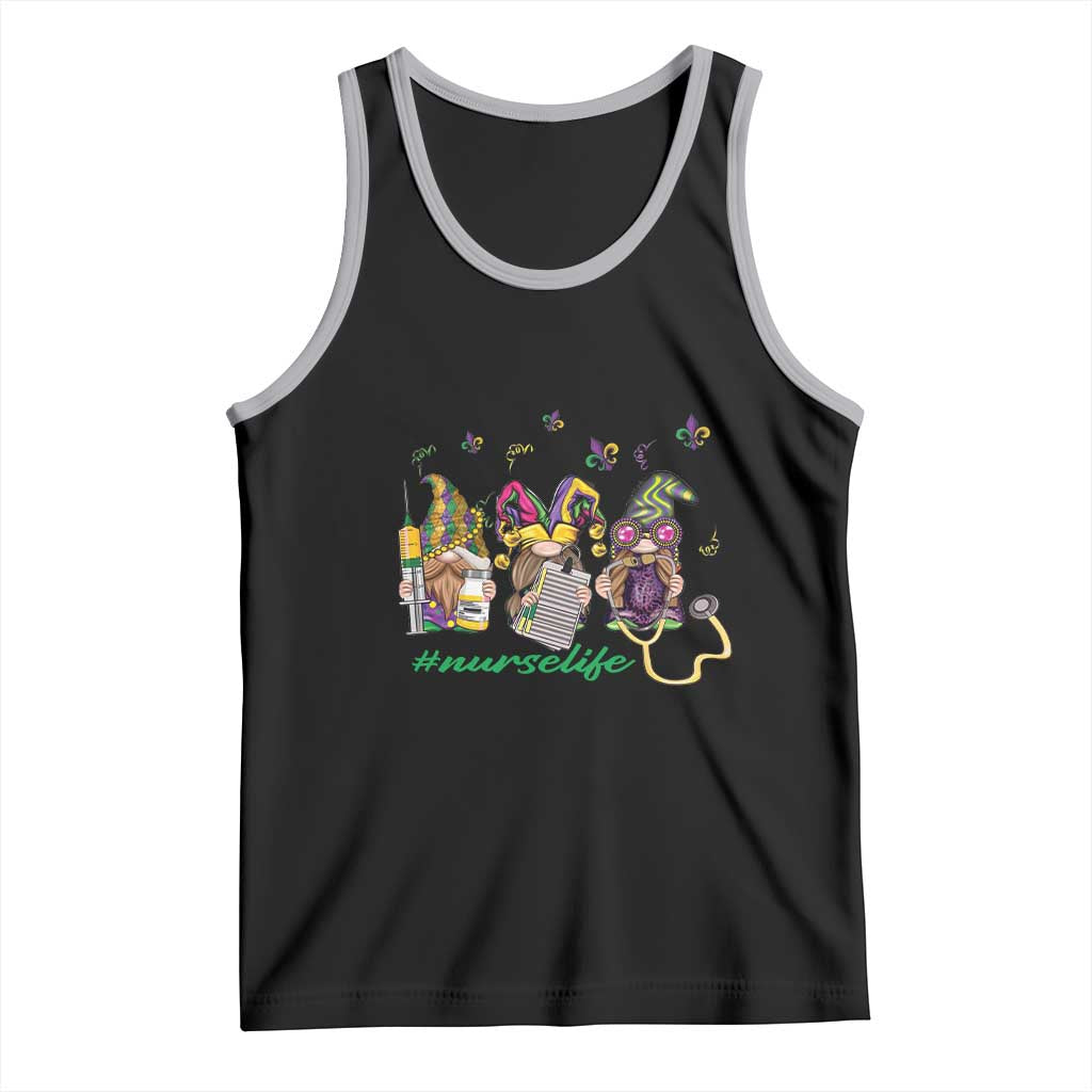 Mardi Gras Tank Top Jester Gnomes Nurse RN ICU NICU ER Scrub