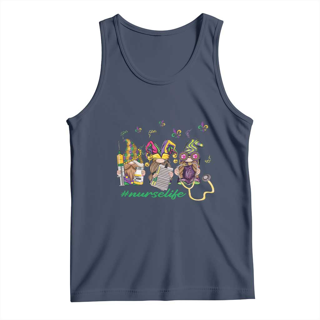 Mardi Gras Tank Top Jester Gnomes Nurse RN ICU NICU ER Scrub