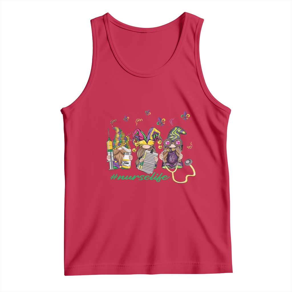Mardi Gras Tank Top Jester Gnomes Nurse RN ICU NICU ER Scrub