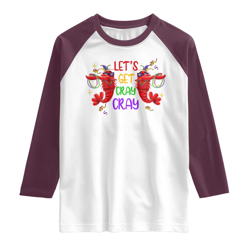 Mardi Gras Raglan Shirt Lets Get Cray Cray Dabbing Crawfish