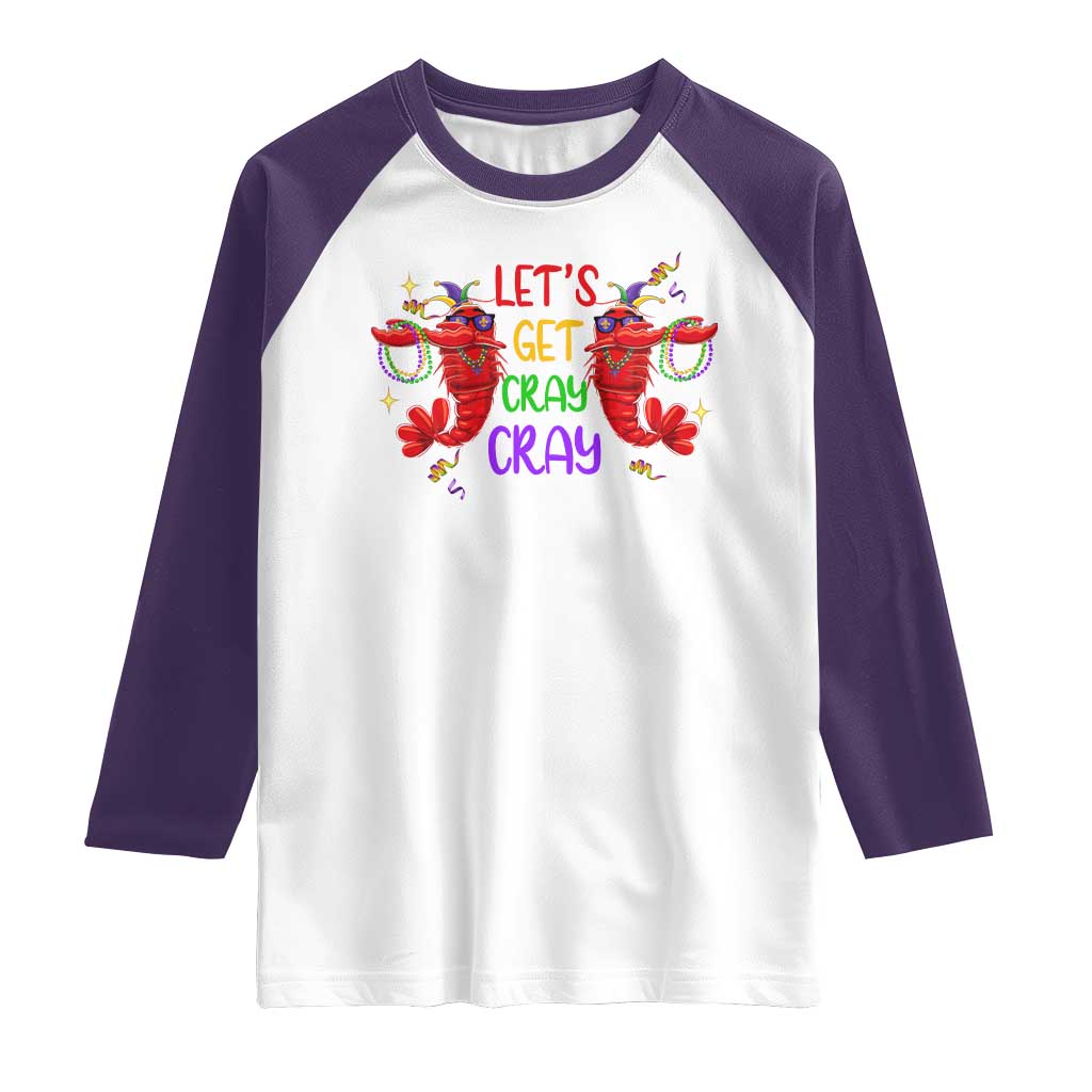 Mardi Gras Raglan Shirt Lets Get Cray Cray Dabbing Crawfish