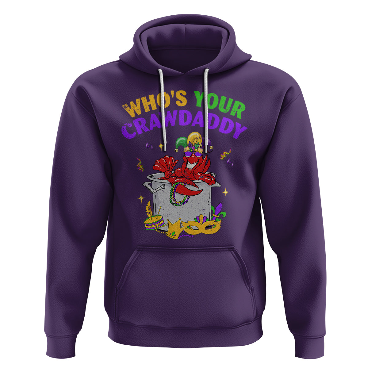 Mardi Gras Hoodie Who's Your Crawdaddy Funny Crawfish Jester Beads - Wonder Print Shop
