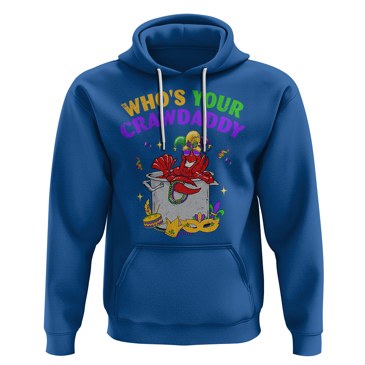 Mardi Gras Hoodie Who's Your Crawdaddy Funny Crawfish Jester Beads - Wonder Print Shop