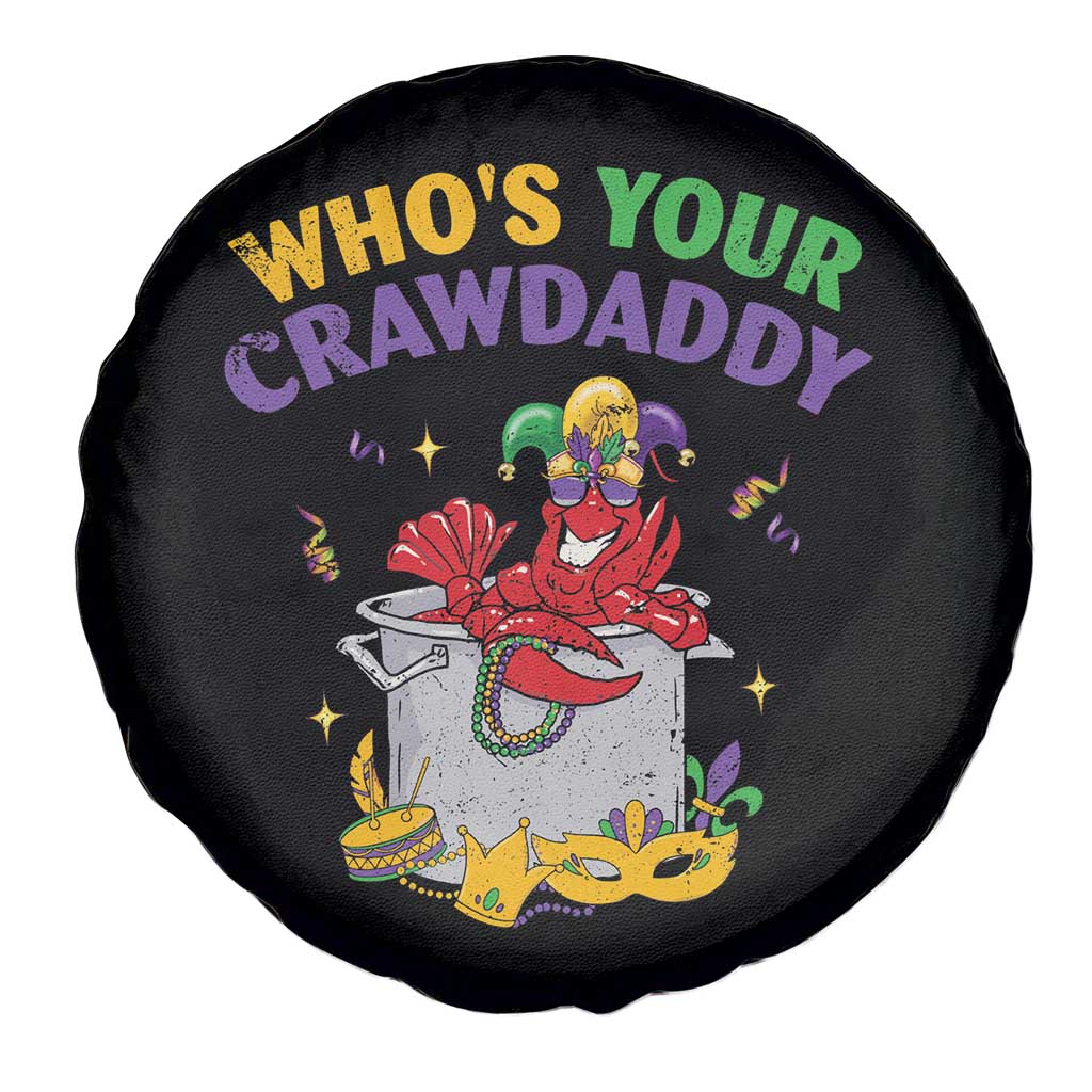 Mardi Gras Spare Tire Cover Who's Your Crawdaddy Funny Crawfish Jester Beads