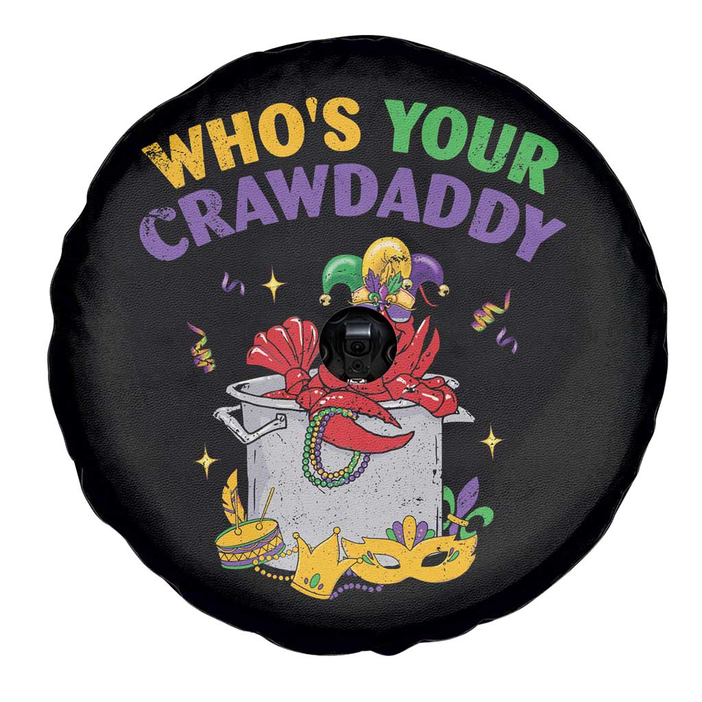 Mardi Gras Spare Tire Cover Who's Your Crawdaddy Funny Crawfish Jester Beads