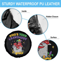 Mardi Gras Spare Tire Cover Who's Your Crawdaddy Funny Crawfish Jester Beads