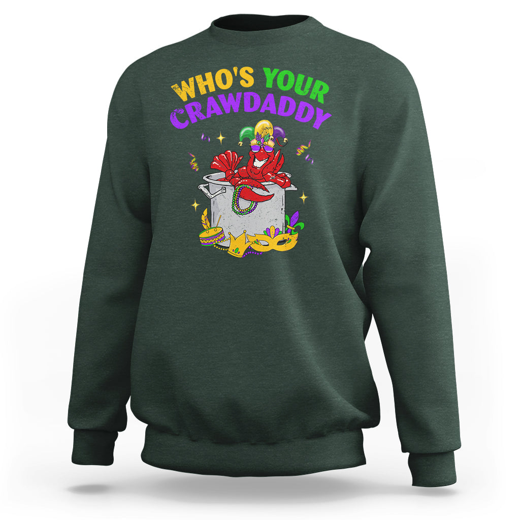 Mardi Gras Sweatshirt Who's Your Crawdaddy Funny Crawfish Jester Beads - Wonder Print Shop