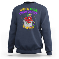 Mardi Gras Sweatshirt Who's Your Crawdaddy Funny Crawfish Jester Beads - Wonder Print Shop