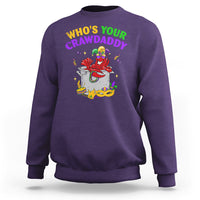 Mardi Gras Sweatshirt Who's Your Crawdaddy Funny Crawfish Jester Beads - Wonder Print Shop