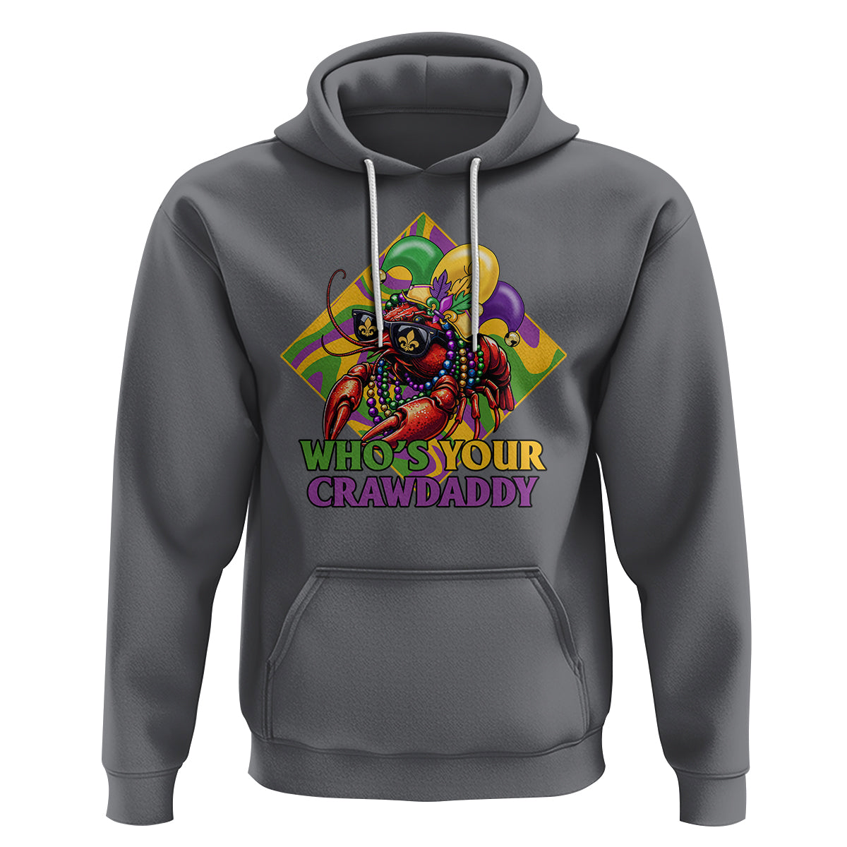 Mardi Gras Hoodie Who's Your Crawdaddy Funny Crawfish Jester Beads - Wonder Print Shop