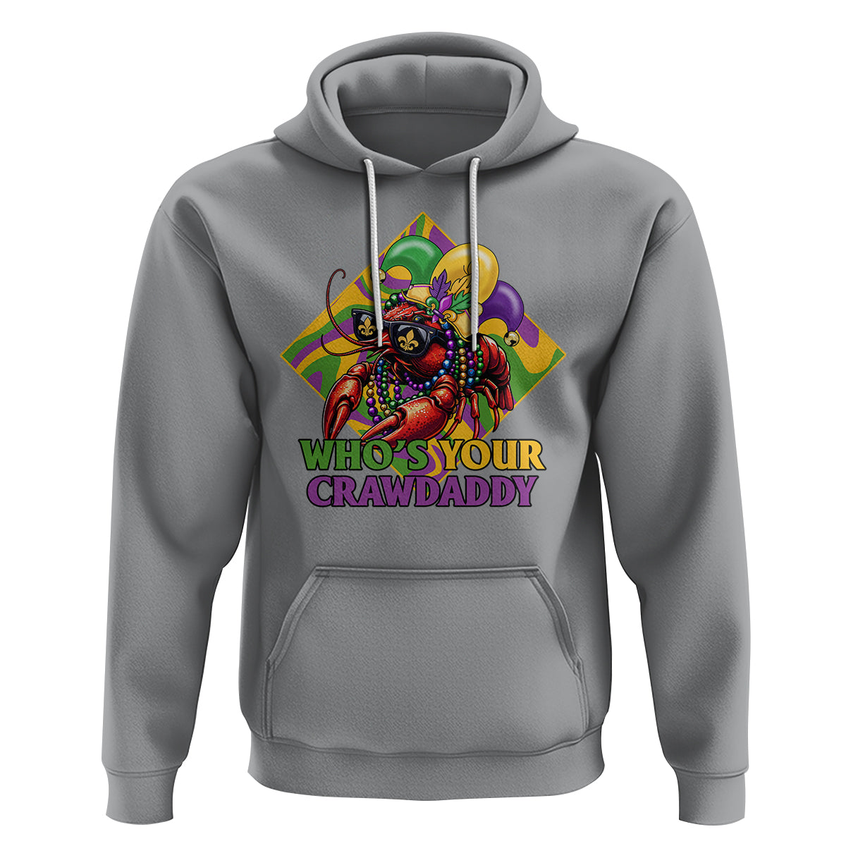 Mardi Gras Hoodie Who's Your Crawdaddy Funny Crawfish Jester Beads - Wonder Print Shop