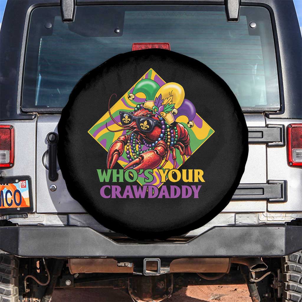 Funny Mardi Gras Spare Tire Cover Who's Your Crawdaddy Crawfish Jester Beads