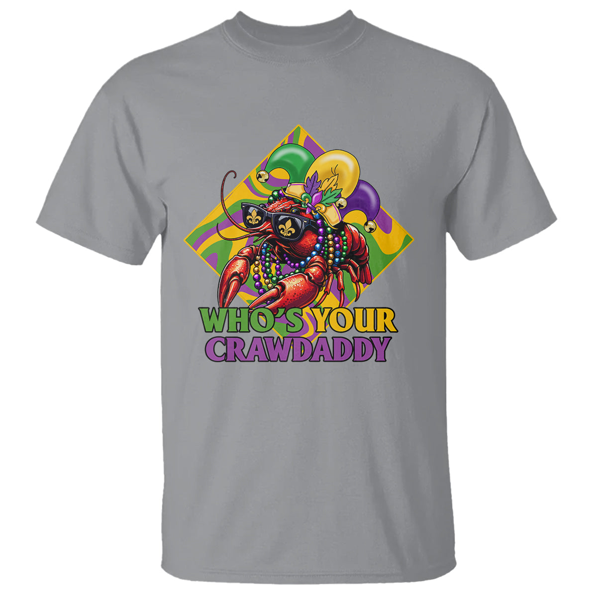 Mardi Gras T Shirt Who's Your Crawdaddy Funny Crawfish Jester Beads - Wonder Print Shop
