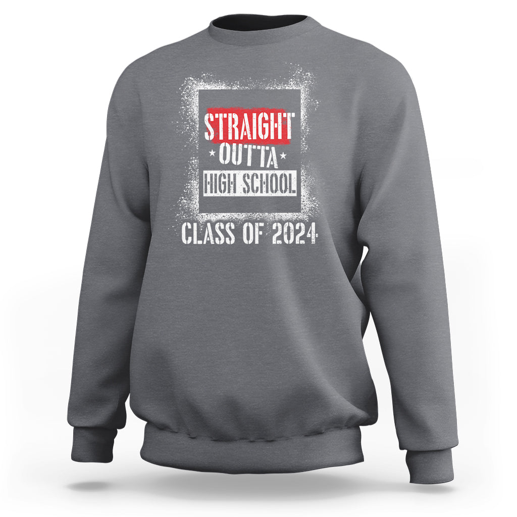 Graduation Sweatshirt Straight Outta High School 2024 - Wonder Print Shop