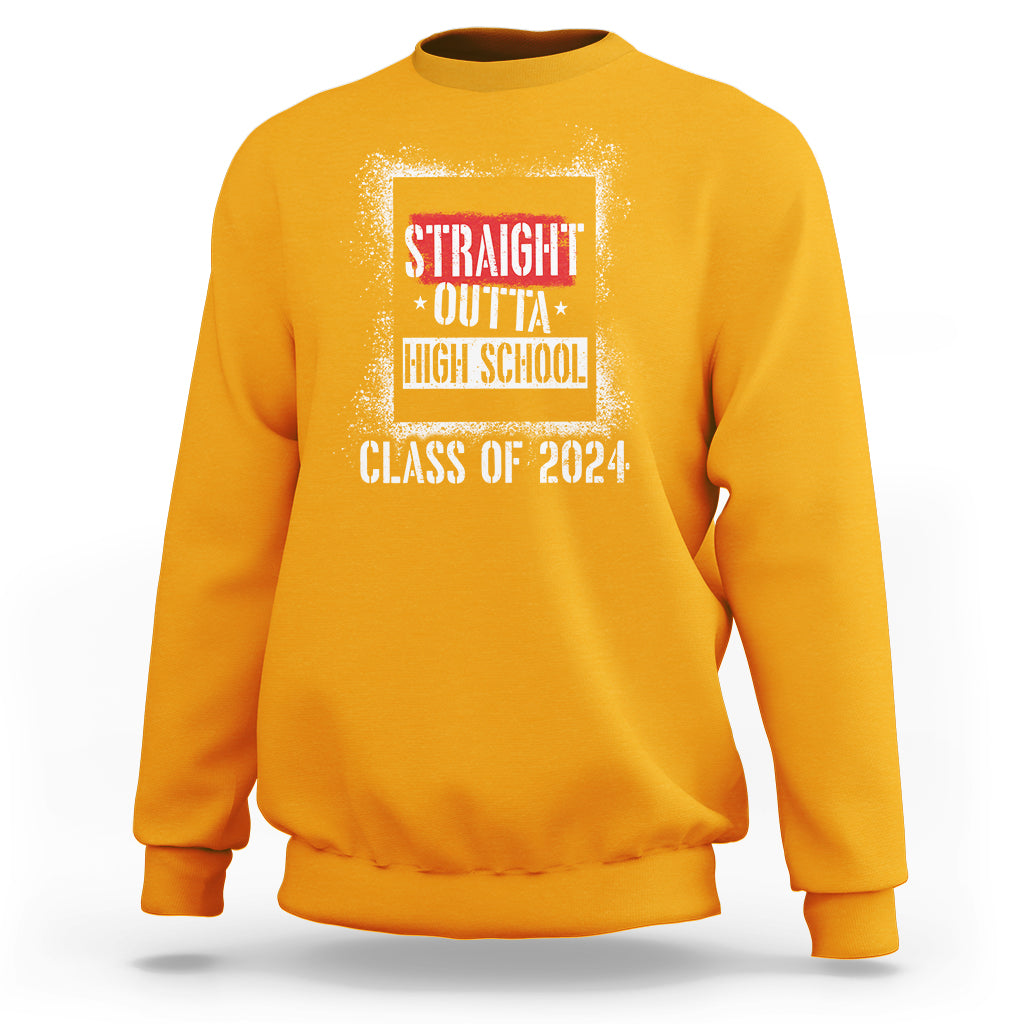Graduation Sweatshirt Straight Outta High School 2024 - Wonder Print Shop