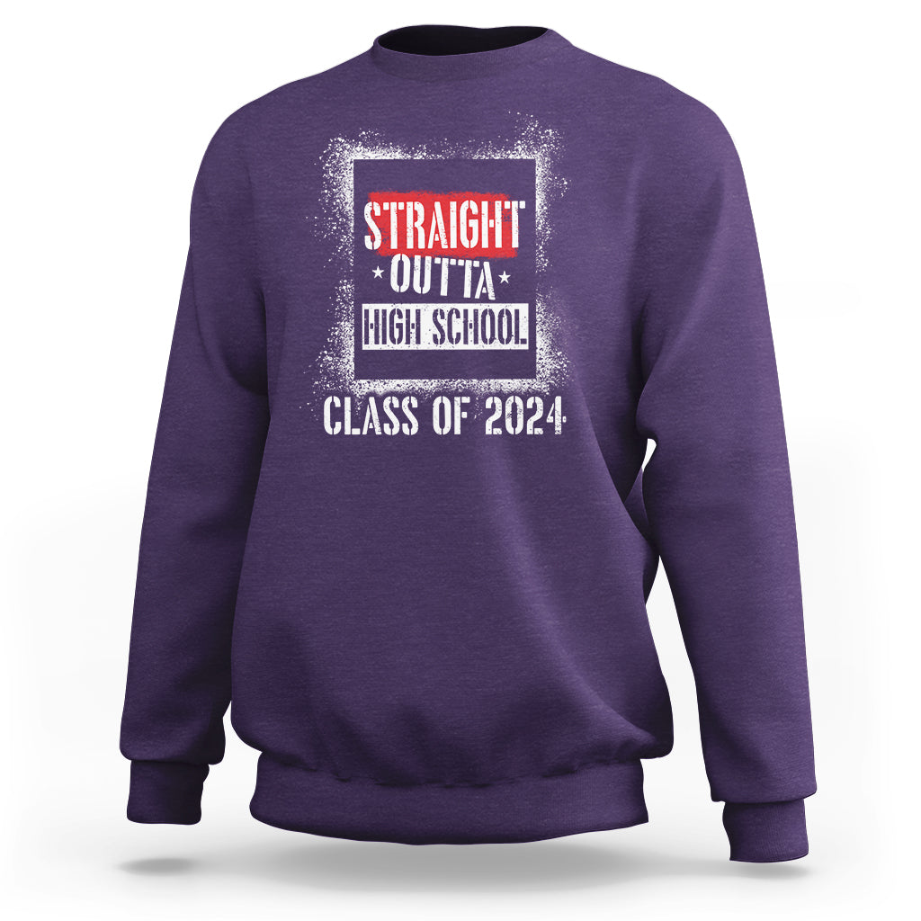 Graduation Sweatshirt Straight Outta High School 2024 - Wonder Print Shop