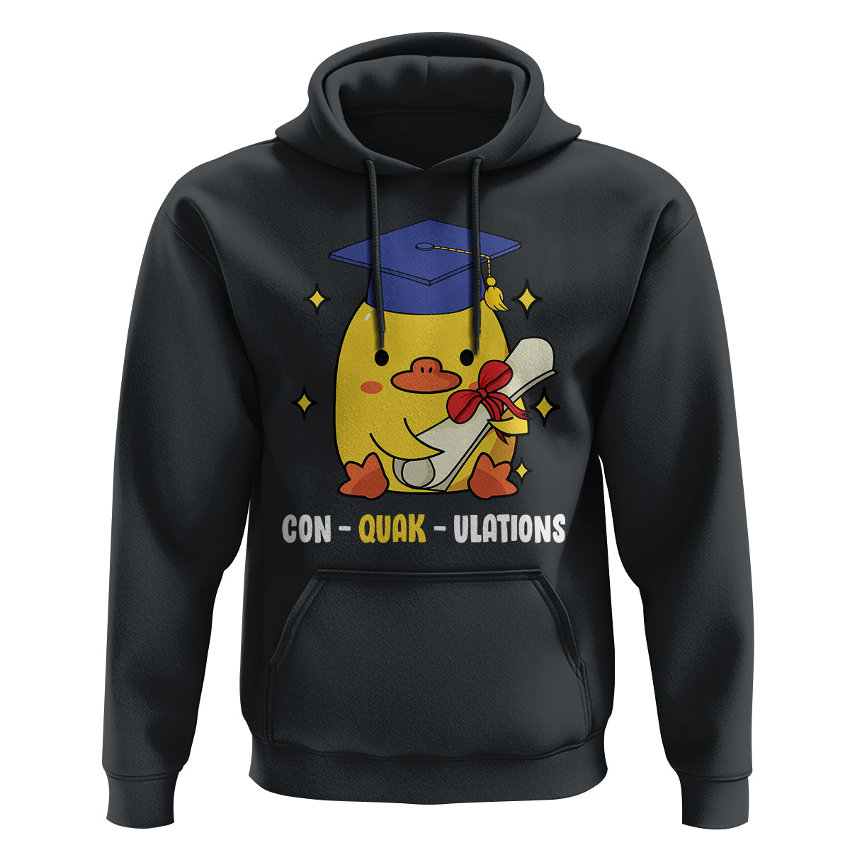 Graduation Hoodie Con-quack-ulations Congratulation Graduated Duck - Wonder Print Shop