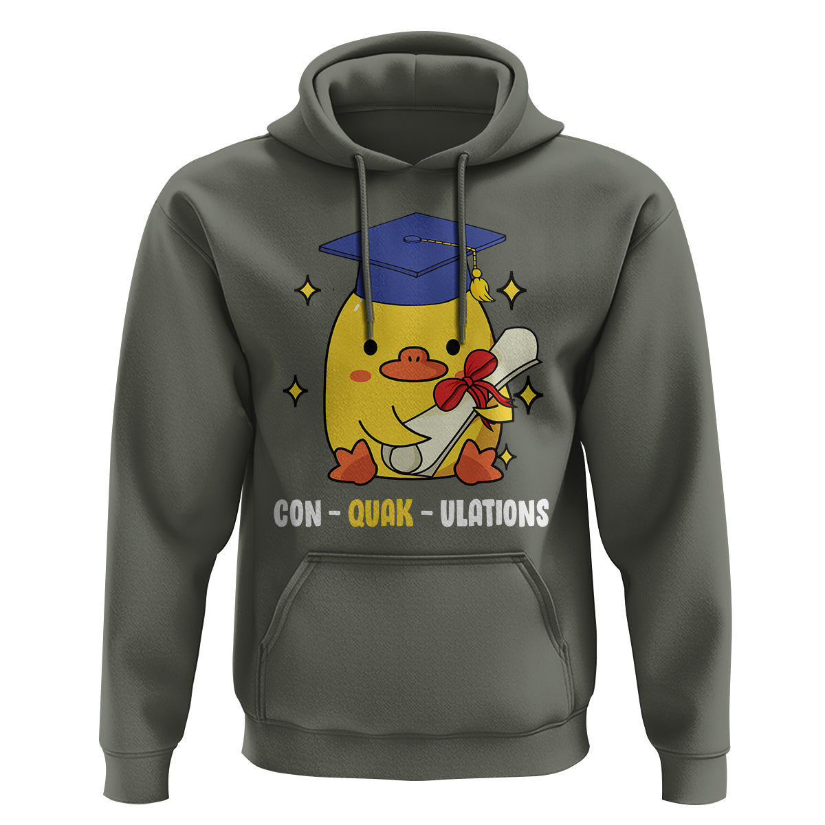 Graduation Hoodie Con-quack-ulations Congratulation Graduated Duck - Wonder Print Shop