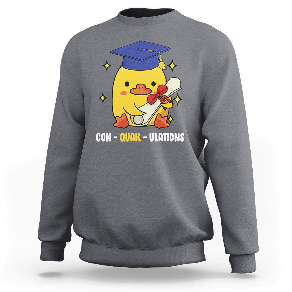 Graduation Sweatshirt Con-quack-ulations Congratulation Graduated Duck - Wonder Print Shop