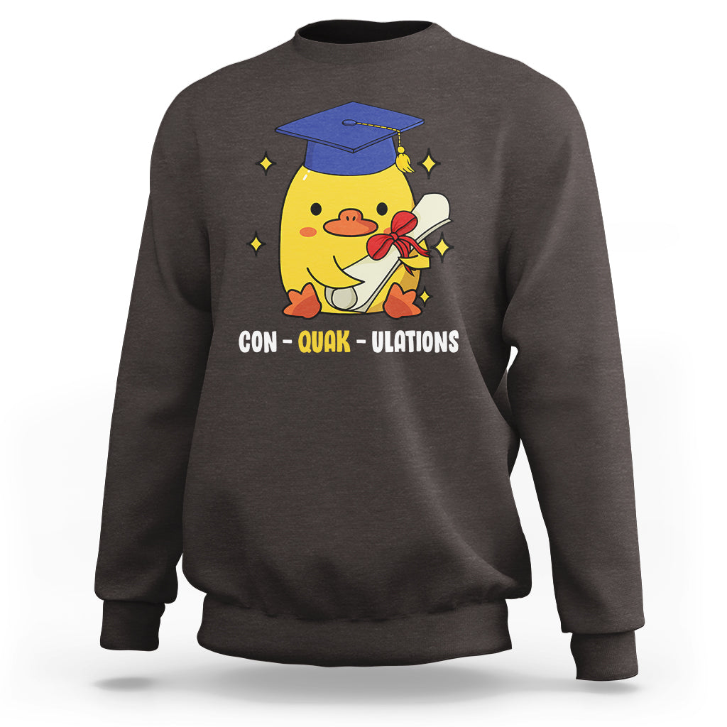 Graduation Sweatshirt Con-quack-ulations Congratulation Graduated Duck - Wonder Print Shop