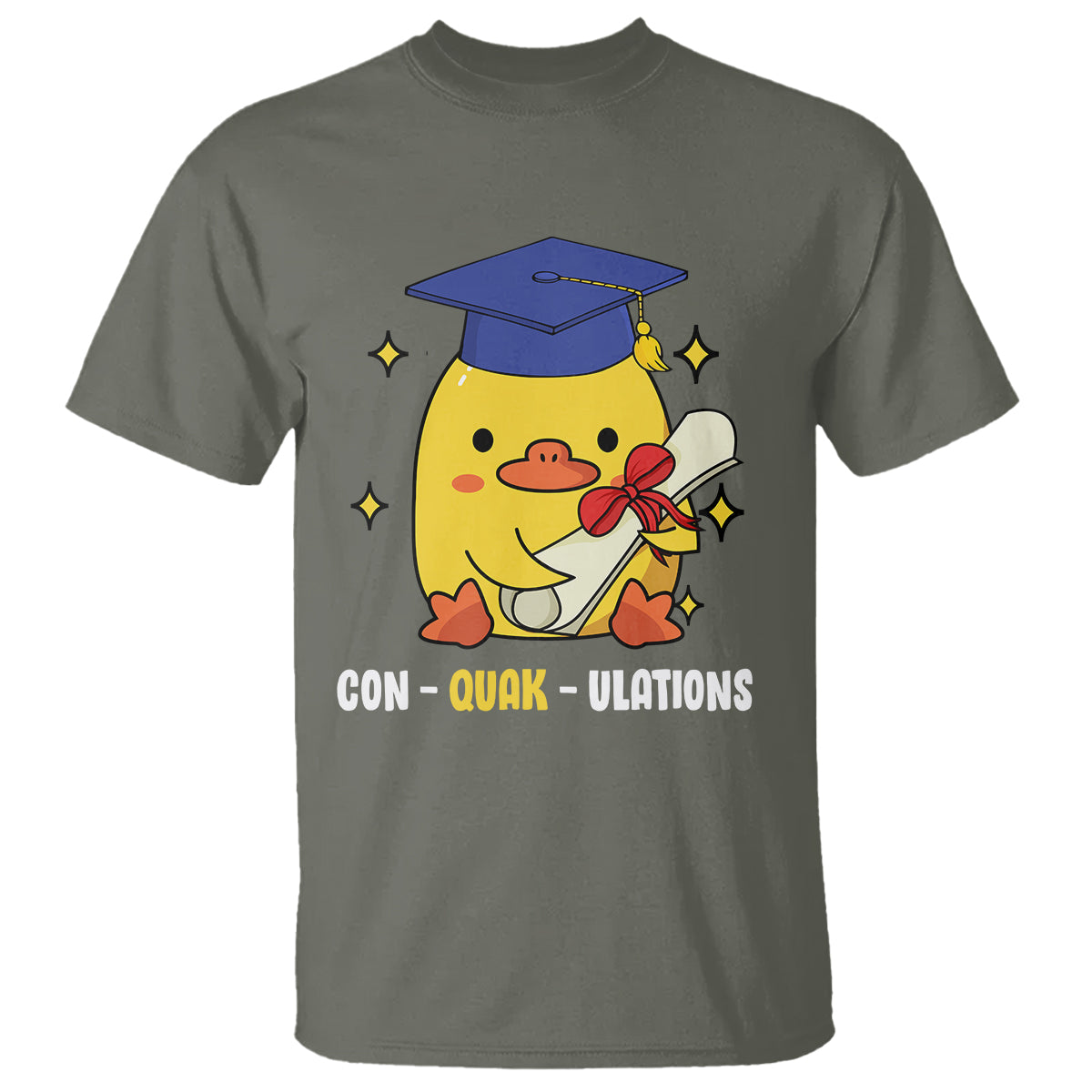 Graduation T Shirt Con-quack-ulations Congratulation Graduated Duck - Wonder Print Shop