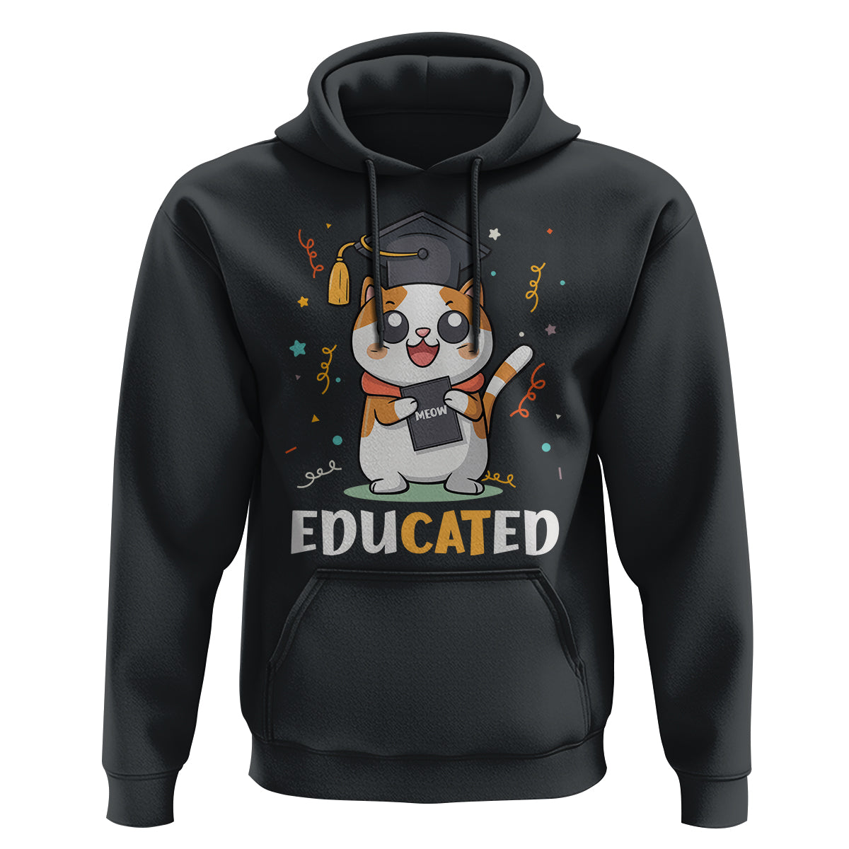 Graduation Cat Lover Hoodie Educated Cat Graduated Graduating - Wonder Print Shop
