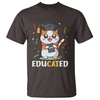 Graduation Cat Lover T Shirt Educated Cat Graduated Graduating - Wonder Print Shop