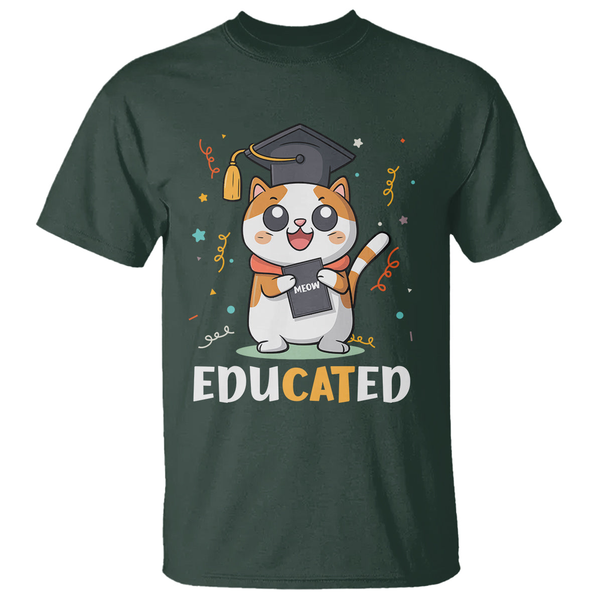 Graduation Cat Lover T Shirt Educated Cat Graduated Graduating - Wonder Print Shop