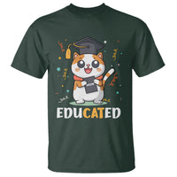 Graduation Cat Lover T Shirt Educated Cat Graduated Graduating - Wonder Print Shop