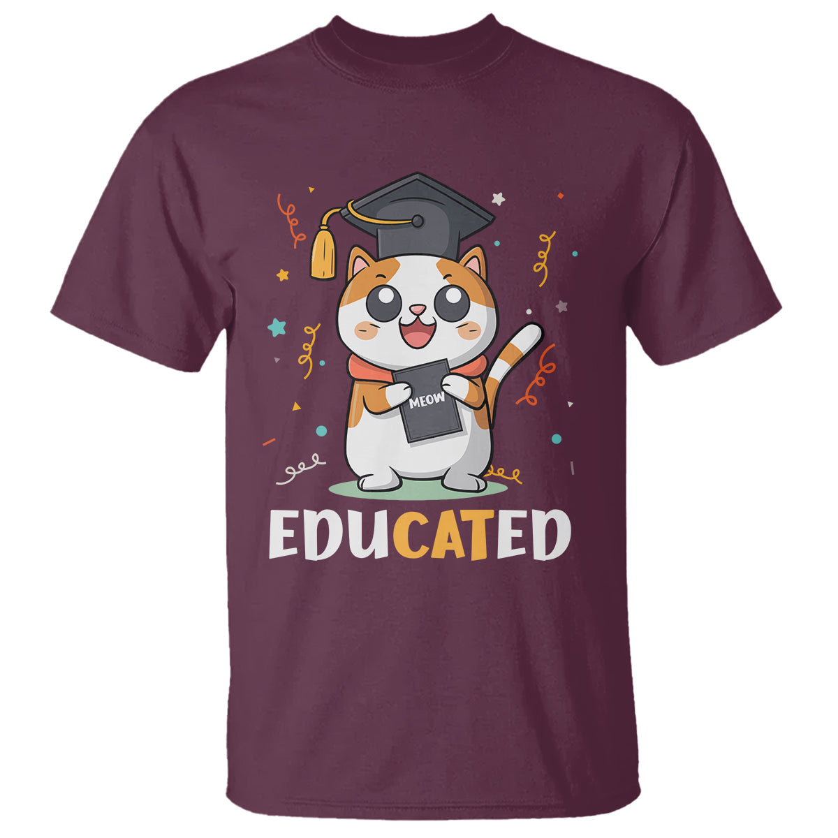 Graduation Cat Lover T Shirt Educated Cat Graduated Graduating - Wonder Print Shop