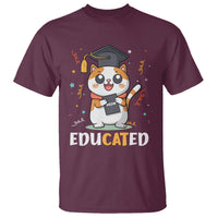 Graduation Cat Lover T Shirt Educated Cat Graduated Graduating - Wonder Print Shop