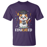 Graduation Cat Lover T Shirt Educated Cat Graduated Graduating - Wonder Print Shop