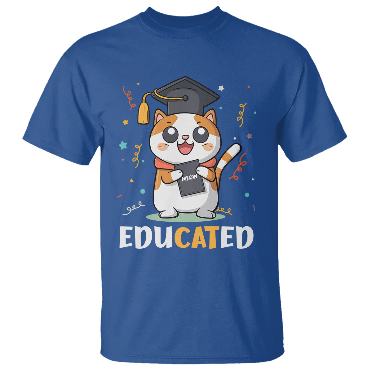 Graduation Cat Lover T Shirt Educated Cat Graduated Graduating - Wonder Print Shop