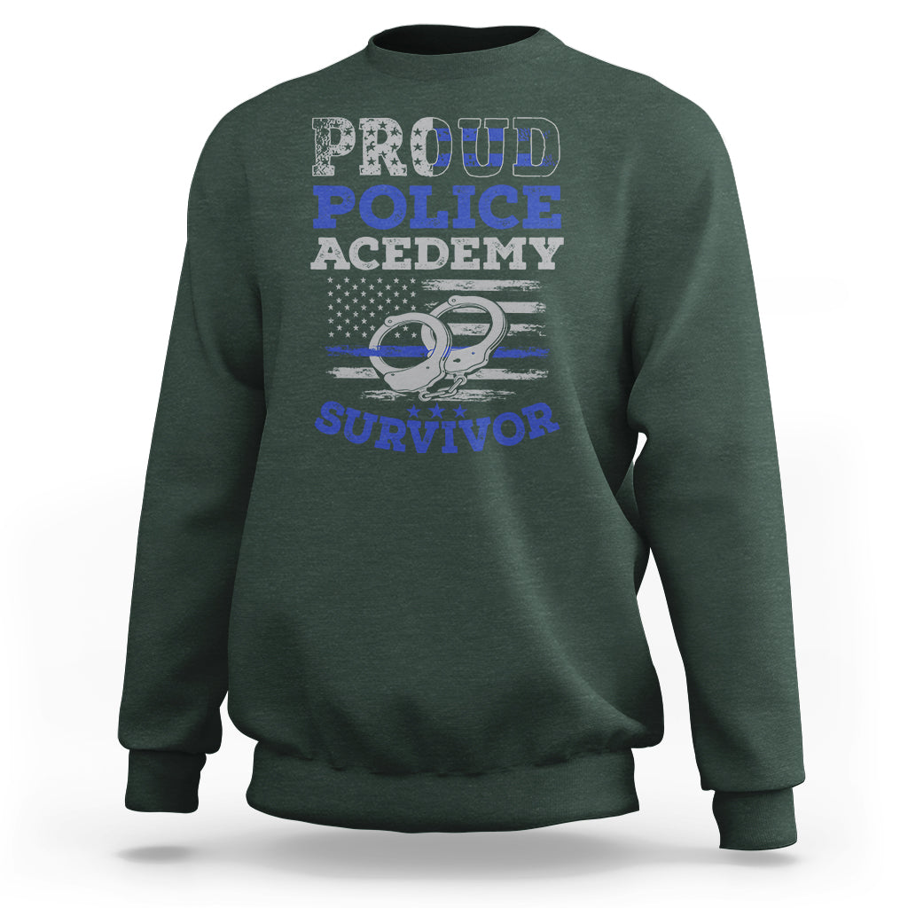 Police Academy Graduation Sweatshirt Proud Police Academy Survivor America Flag - Wonder Print Shop