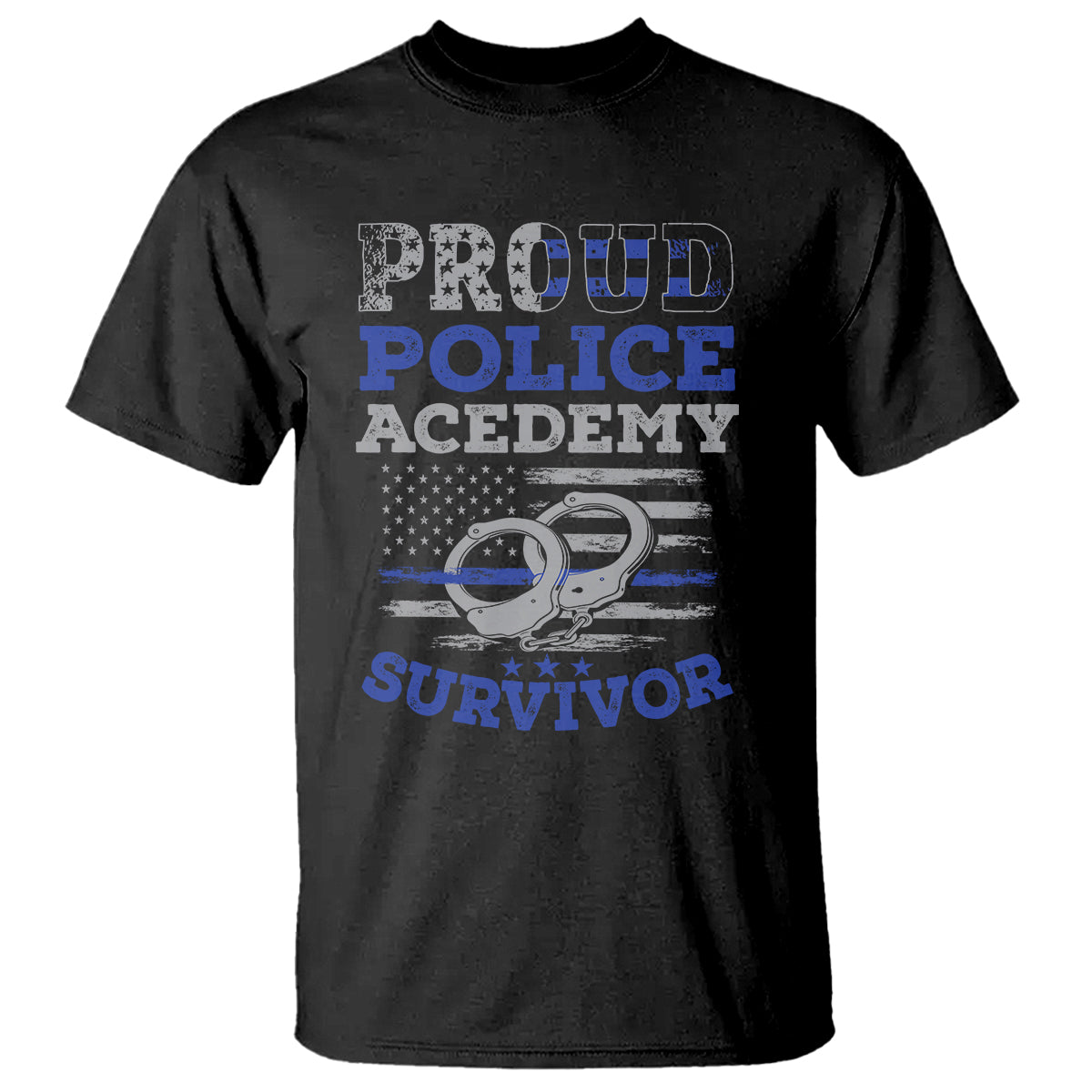 Police Academy Graduation T Shirt Proud Police Academy Survivor America Flag - Wonder Print Shop
