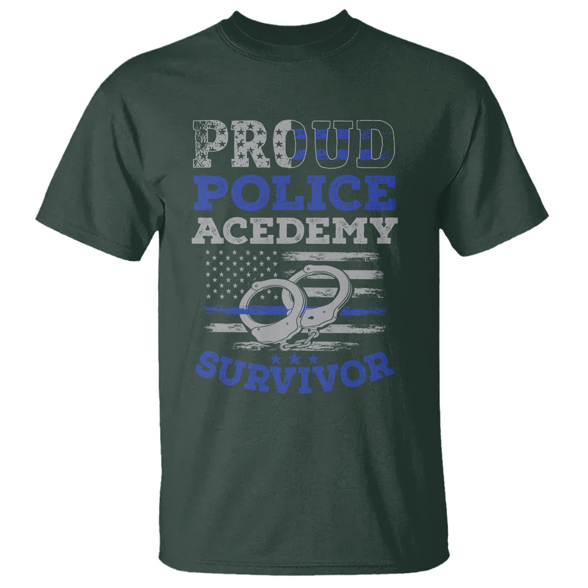 Police Academy Graduation T Shirt Proud Police Academy Survivor America Flag - Wonder Print Shop