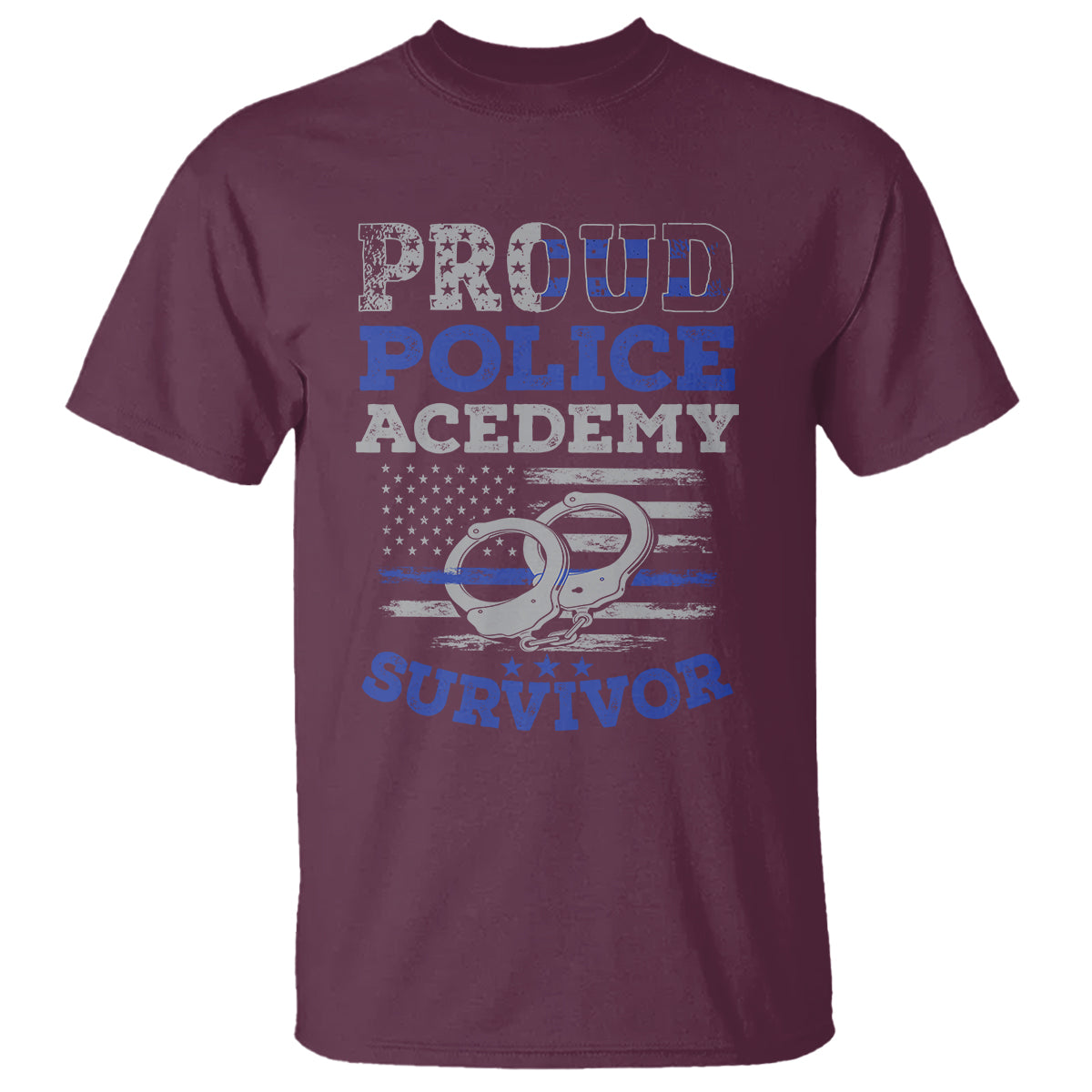 Police Academy Graduation T Shirt Proud Police Academy Survivor America Flag - Wonder Print Shop