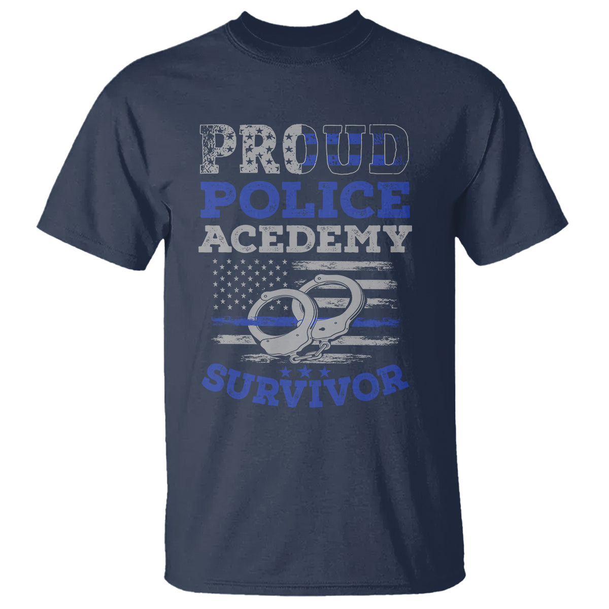 Police Academy Graduation T Shirt Proud Police Academy Survivor America Flag - Wonder Print Shop